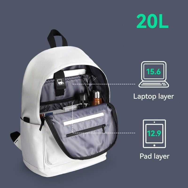 Mochila Branca em Oxford com Compartimento para Notebook