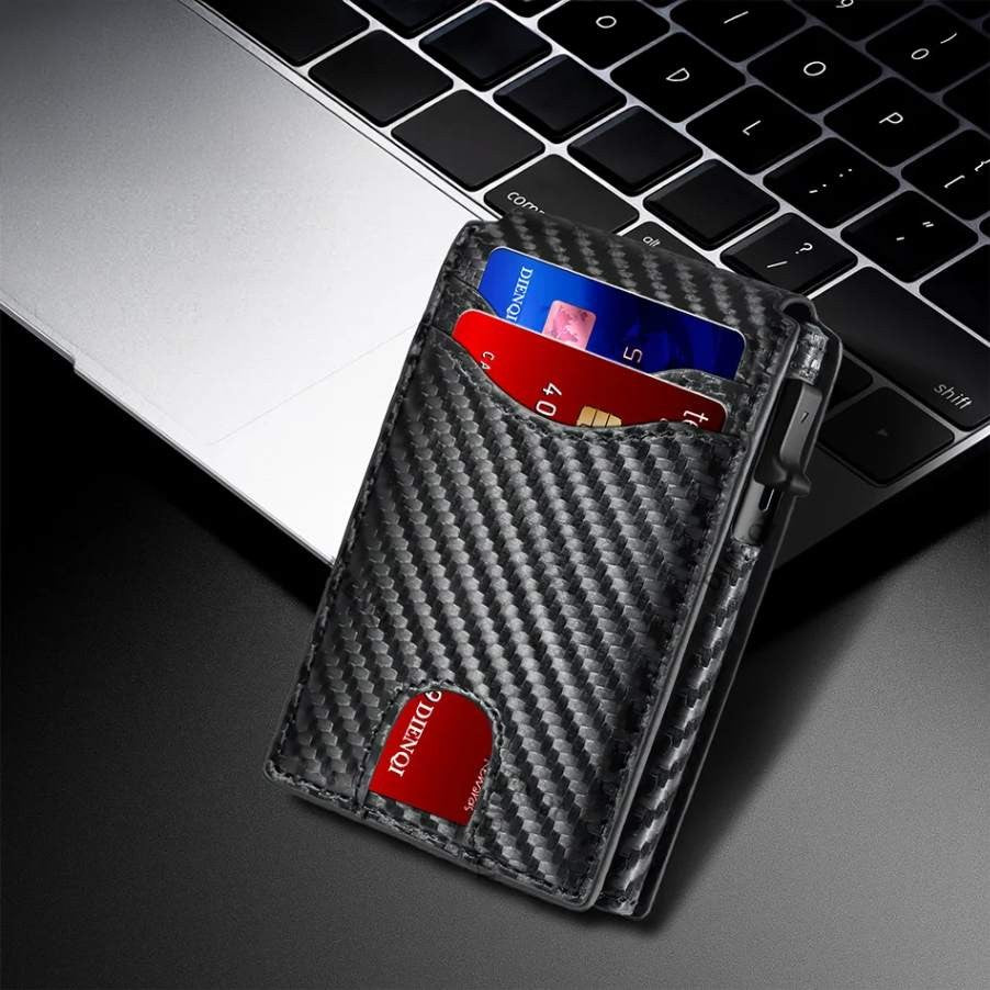 Carteira de Couro Sintético Anti Roubo - 7 Cartões