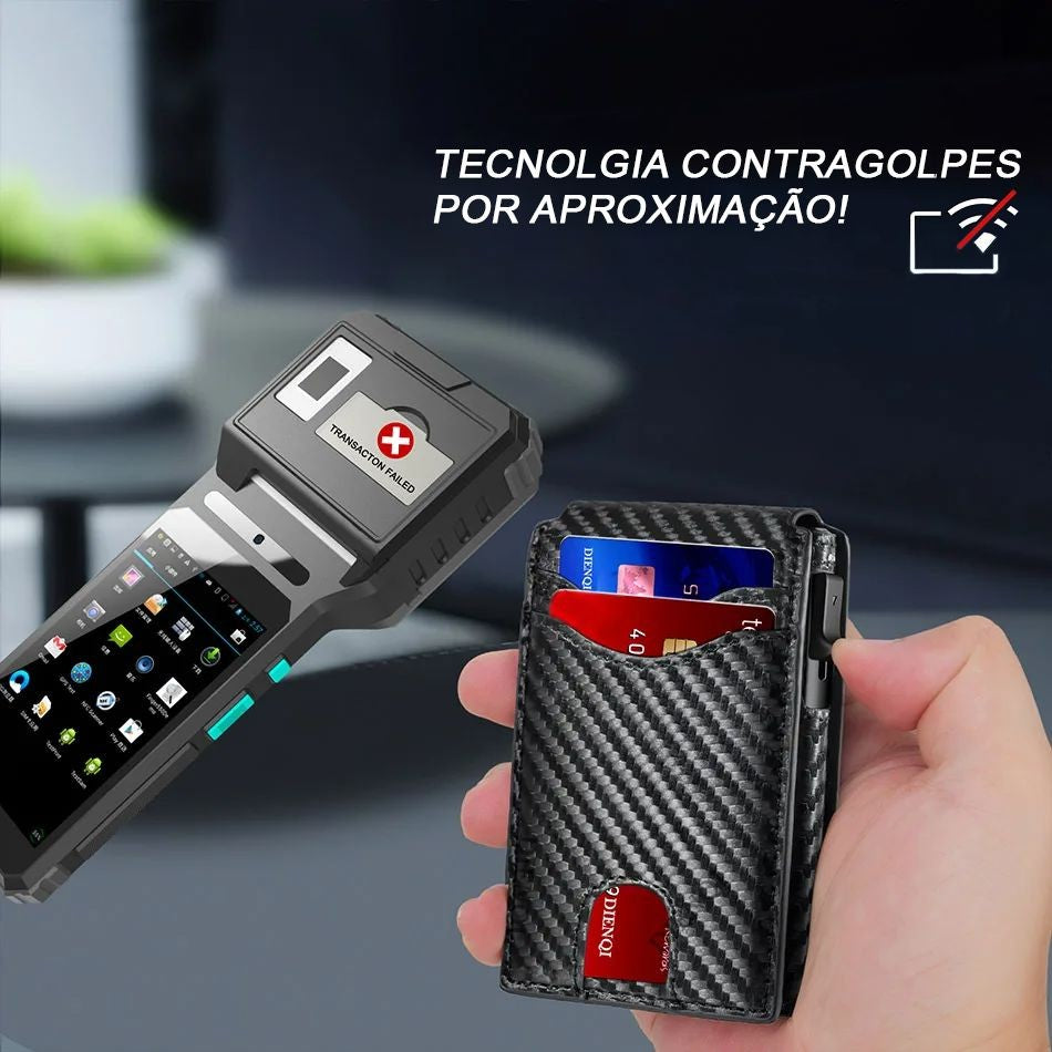 Carteira de Couro Sintético Anti Roubo - 7 Cartões